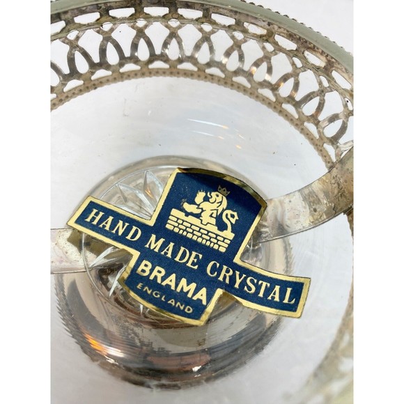 VINTAGE HANDMADE CRYSTAL BRAMA CONDIMENT DISH Made In England - Picture 8 of 12